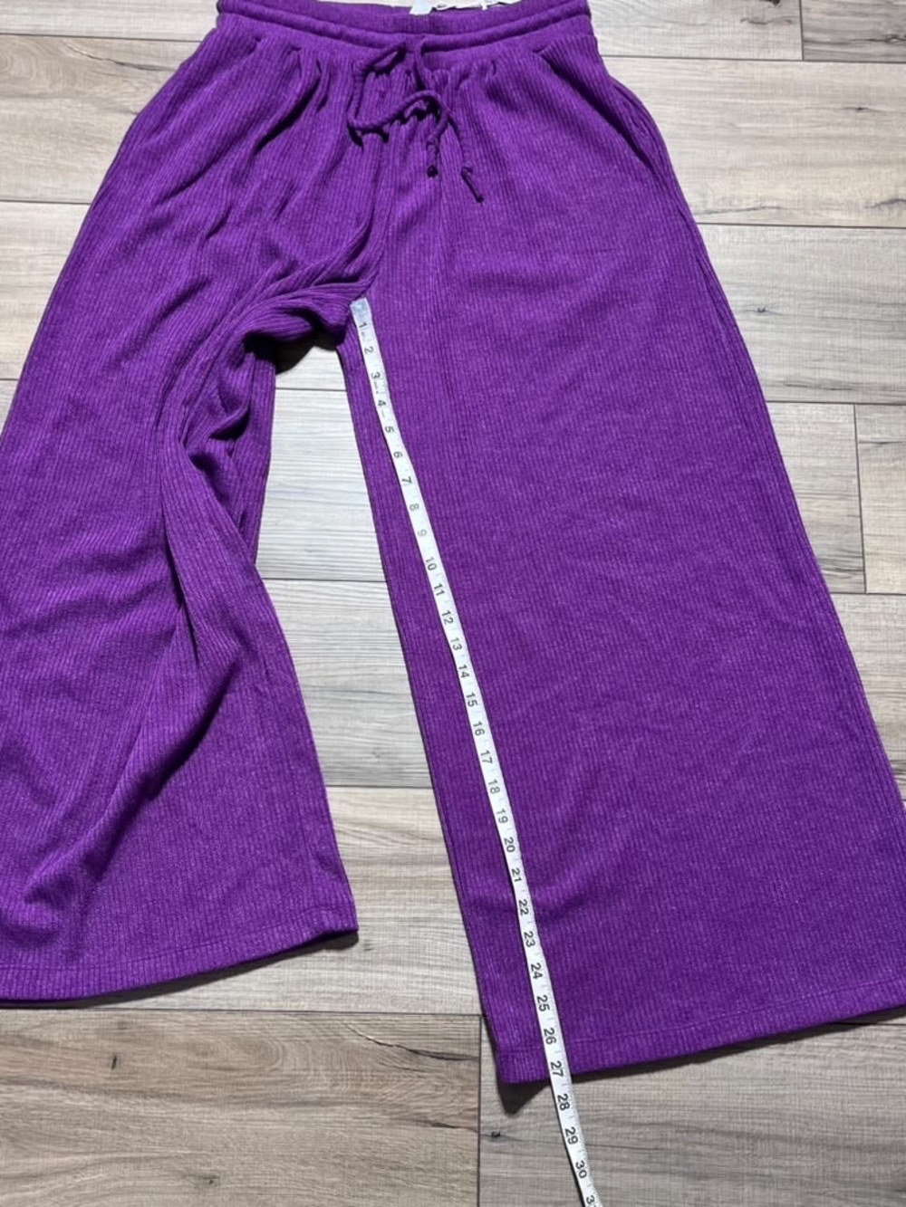 Dear Scarlett Womens Wide Leg Ribbed Pull On Pants Size Large Purple - Picture 5 of 12